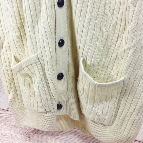 John Blair Men Cable Knit Sleeveless Sweater Vest Button Front 2 Pockets Cream L - Picture 10 of 12
